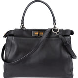 Fendi Black Leather Peekaboo Regular Handbag