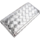 Bottega Veneta Metallic Intrecciato Leather Continental Wallet