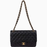 Chanel Quilted Caviar Leather Jumbo Double Flap Crossbody Bag