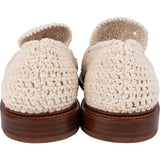Chloé Brown Leather Cream Crochet Cotton Loafers Shoes (36,5)
