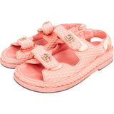 Chanel Pink Quilted Frottee Pearl CC Velcro Dad Sandals (38)