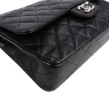 Chanel Quilted Caviar Leather Palladium Medium Double Flap Shoulder Bag