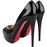 Christian Louboutin Black Patent Leather Lady Peep Toe Platform Pumps (36)