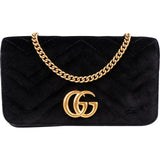 Gucci Chevron Velvet GG Marmont Small Crossbody Bag