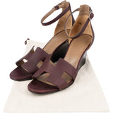 Hermès Burgund Leather Legend Wedge H Sandals