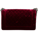 Chanel Quilted Velvet Medium Boy Crossbody Bag