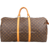 Louis Vuitton Monogram Canvas Keepall 55 Bandoulière Travel Bag