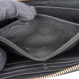 Yves Saint Laurent Black Leather Embossed Zip Around Wallet