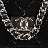 Chanel Suede Shearling Palladium Jumbo Single Flap Shoulder Bag