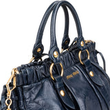 Miu Miu Vitello Lux Leather Drawstring Satchel Handbag