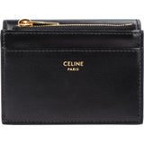 Celine Black Leather Small Triomphe Clip Card Holder Wallet