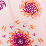 Chanel Pink CC Flower Medallions Silk 90 Scarf Tuch