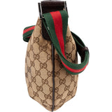 Gucci Monogram GG Canvas Web Strap Half Moon Crossbody Bag