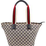 Gucci Plus Monogram GG Canvas Web Shopper Tote Handbag
