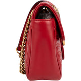 Gucci Red Quilted Leather Marmont GG Small Flap Crossbody Bag