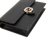 Gucci Pebbled Leather Interlocking GG Wallet On Chain Crossbody Bag