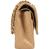 Chanel Quilted Lambskin Medium 24K Gold Double Flap Shoulder Bag