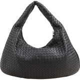 Bottega Black Intrecciato Leather Belly Hobo Shoulder Bag
