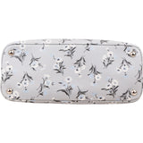 Prada Grey Saffiano Leather Floral Promenade Handbag