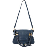 Chloé Blue Grained Leather Marcie Shoulder Bag