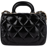 Chanel Quilted Patent Calfskin Coco Handle Single Flap Crossbody Bag