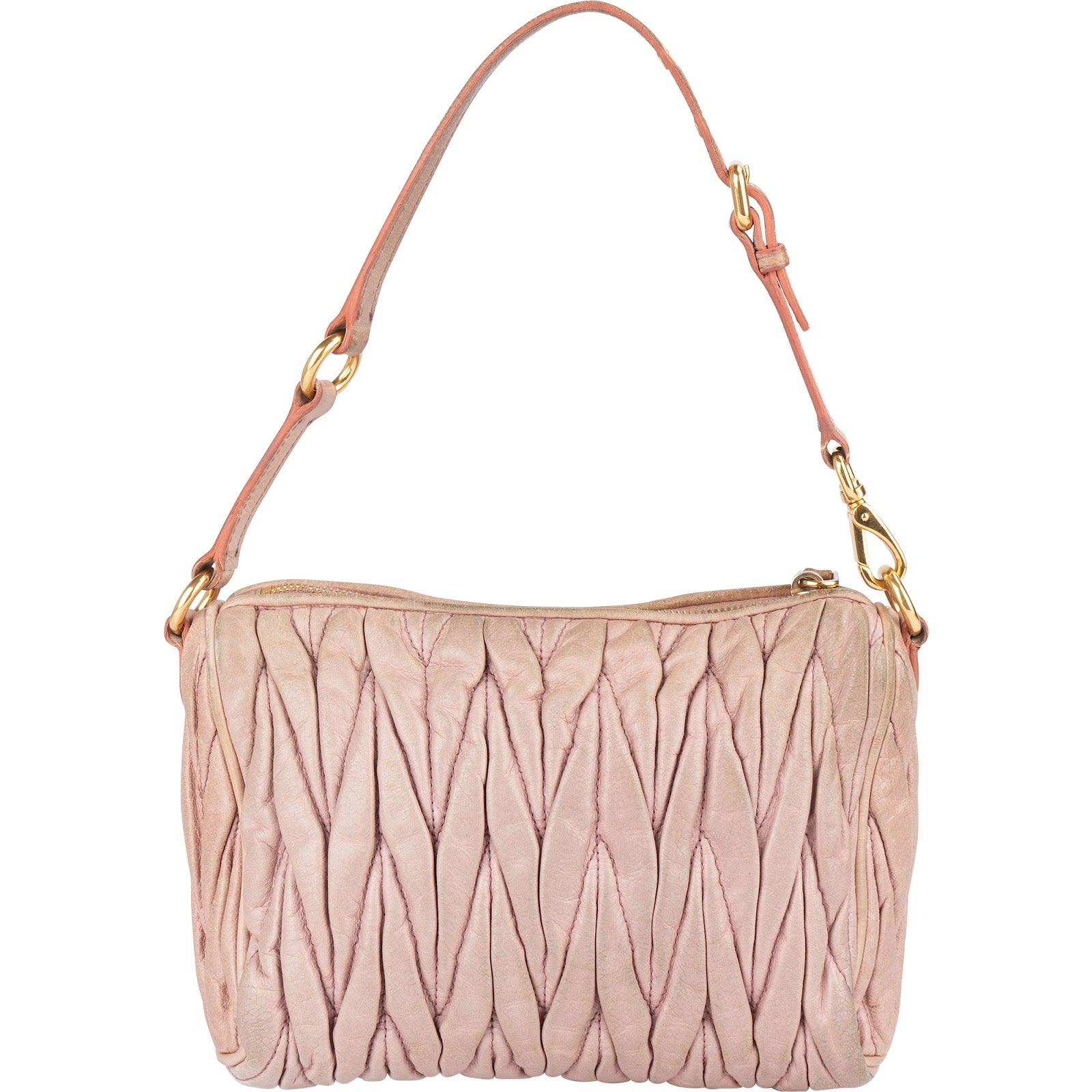 Miu Miu Matelassé Nappa Leather Padlock Shoulder Bag - vintageandkickz