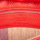 Gucci Red Pebbled Leather Bamboo Clutch Bag