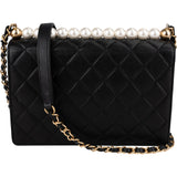 Chanel Quilted Lambskin Pearl on Top Single Flap Crossbody Bag