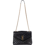 Saint Laurent Quilted Leather Medium Loulou Crossbody Bag - vintageandkickz