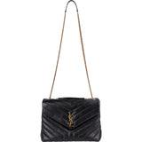 Saint Laurent Quilted Leather Medium Loulou Crossbody Bag - vintageandkickz