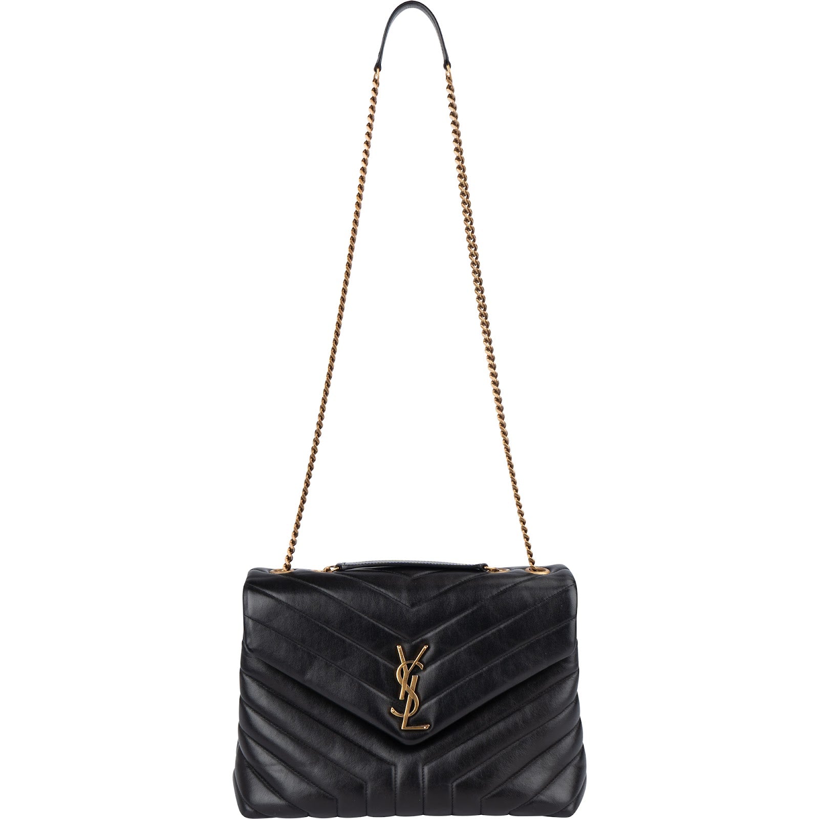 Saint Laurent Quilted Leather Medium Loulou Crossbody Bag - vintageandkickz