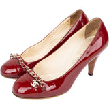 Chanel Red Patent Leather Chain CC Pumps (35,5)