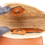 Chloé Raffia Grained Calfskin Marcie Small Round Saddle Crossbody Bag