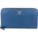 Prada Saffiano Metal Leather Zip Around Wallet