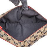Gucci Grained Leather Monogram GG Canvas Web Stripe Crossbody Belt Bag