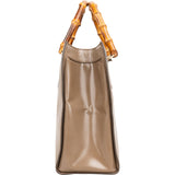 Gucci Smooth Leather Bamboo Tote Handbag