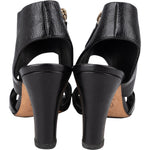 Chanel Black Leather Ankle Cuff Patent Sandals Heels (35) - vintageandkickz
