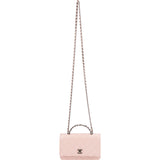 Chanel Pink Quilted Lambskin Crystal Top Handle Wallet On Chain Crossbody Bag