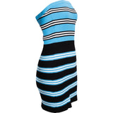 Chanel Blue & Black Striped Cotton Knit Bandeau Short Dress (FR36 / DE34)
