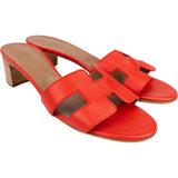 Hermès Red Leather Oasis Block Sandals (38,5)