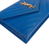 Saint Laurent Chevron Grain de Poudre Wallet On Chain Crossbody Bag - vintageandkickz