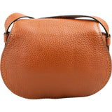 Chloé Brown Grained Calfskin Marcie Small Saddle Crossbody Bag