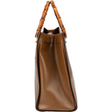 Gucci Brown Leather Bamboo Top Handle Handbag