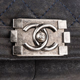 Chanel XXL Quilted Glittered Suede Boy Single Flap Maxi Crossbody Bag