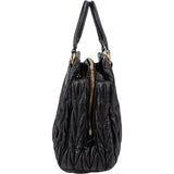 Miu Miu Black Matelassé Nappa Leather Top-Handle Handbag