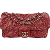 Chanel Crinkled Lambskin Woven Stitch Single Flap Shoulder Bag