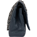 Chanel Navy Qulited Caviar Leather Maxi Double Flap Crossbody Bag