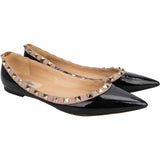 Valentino Garavani Patent Leather Rockstud Ballerina Flats (37)