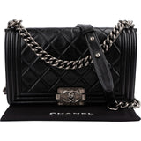 Chanel Quilted Lambskin Boy Medium Single Flap Crossbody Bag