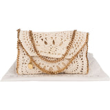 Stella McCartney Braided Wool Shaggy Falabella Fold Over Flap Crossbody Bag